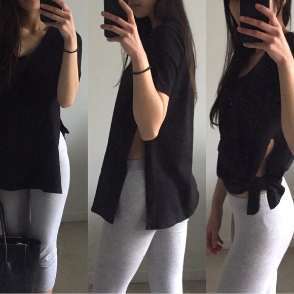 Atid Clothing Tops - Black Side Slit Knit Top
